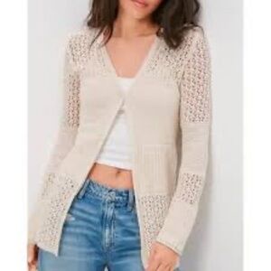American Eagle crochet knit beachy cardigan Size L